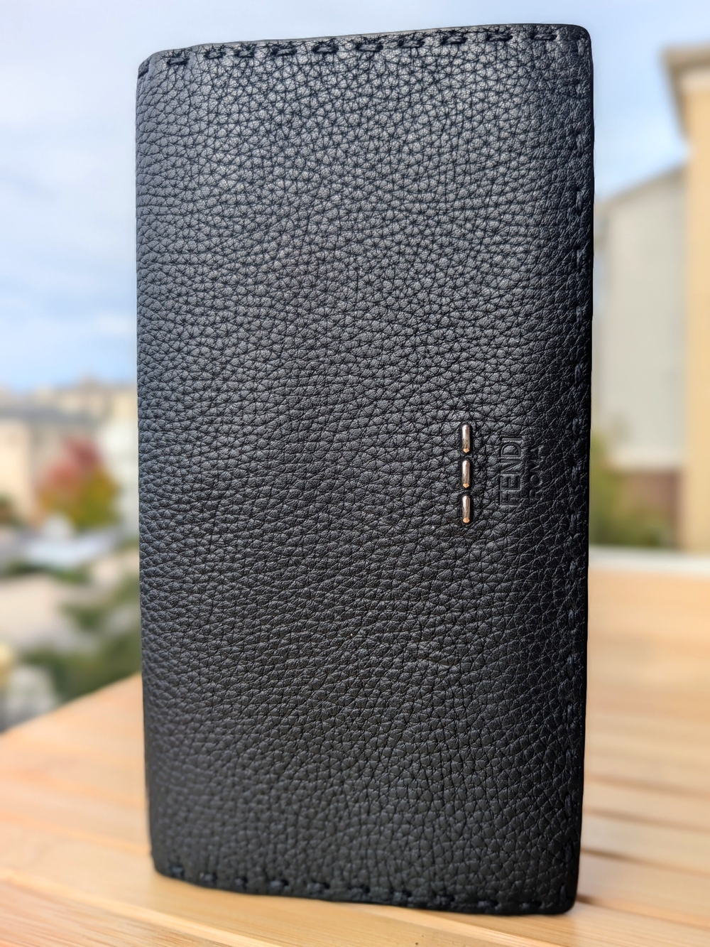 Fendi Selleria Black Cuoio Romano Leather Continental Long Wallet